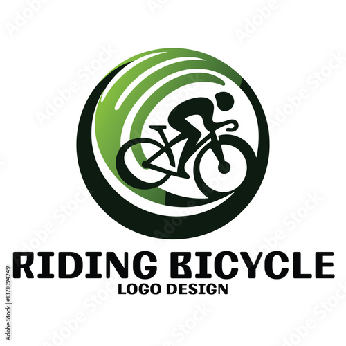 Riding Bicycle Vector Logo Design