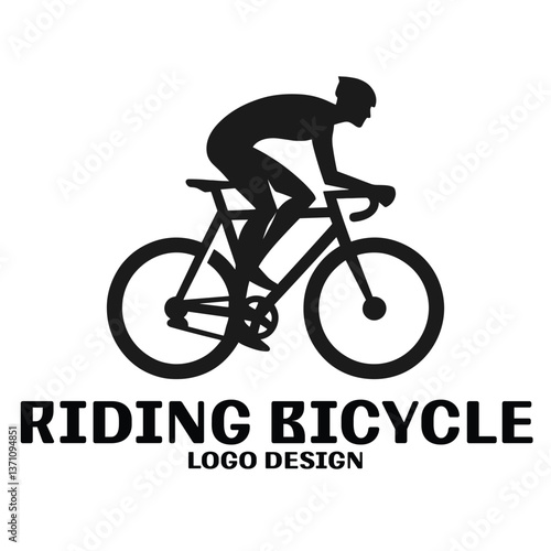Riding Bicycle Vector Logo Design