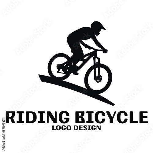 Riding Bicycle Vector Logo Design