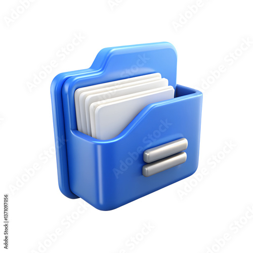 3d Blue file holders with documents