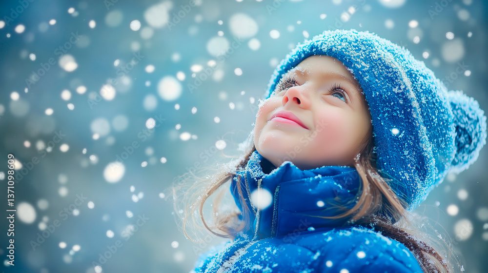 happy woman with blue eyes in winter park