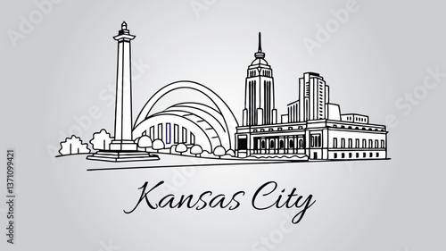 Kansas City Skyline Print – Featuring Kauffman Center, Union Station & Liberty Memorial | Clean White Background