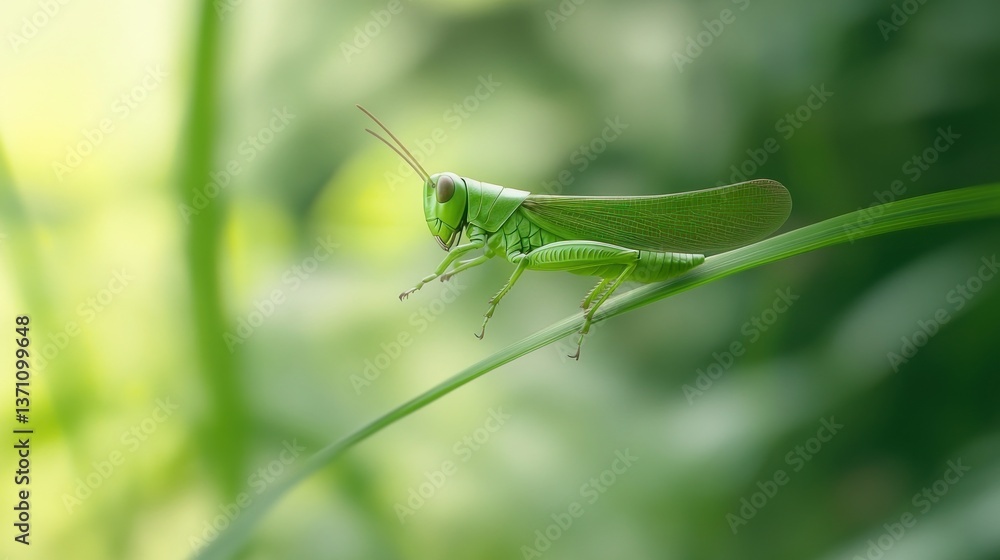 A vibrant green insect perched on a leaf showcasing its detailed anatomy and natural habitat i A vibrant green insect perched on a leaf showcasing its detailed anatomy and natural habitat i