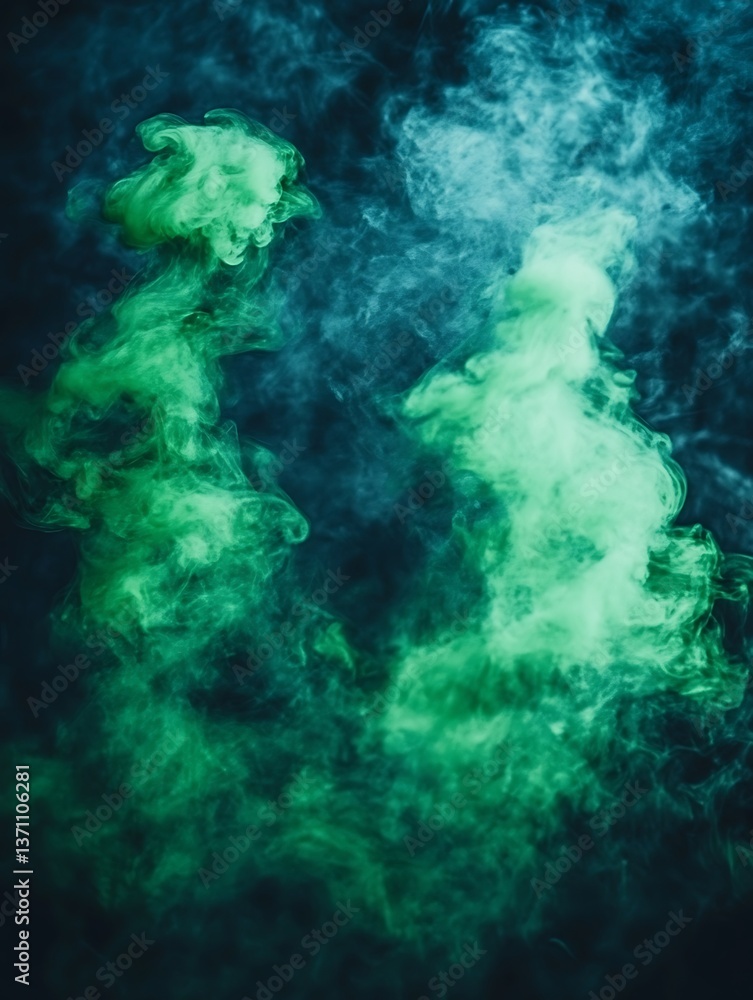 Fototapeta premium Green Blue Smoke Swirls.