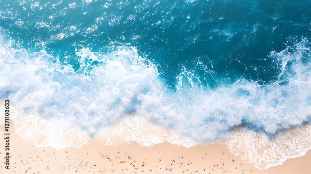 Top view ocean blue wave beach isolated on transparent background. Azure Mist. Illustration Top view ocean blue wave beach isolated on transparent background. Azure Mist. Illustration