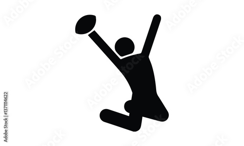  icon representing a volleyball player in action, possibly spiking or serving the ball. It is commonly used in sports signage, event branding, or instructional material