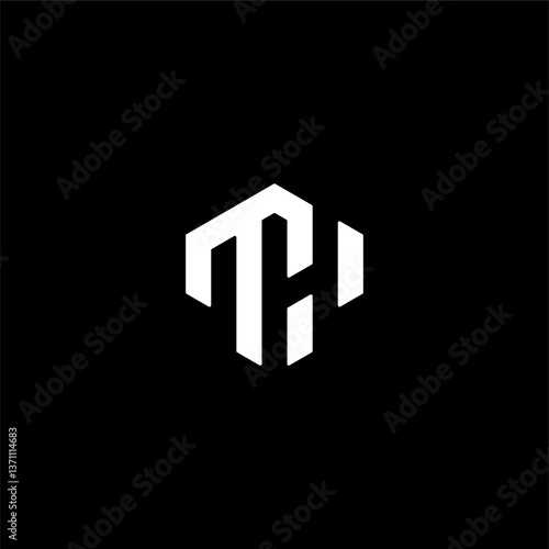 minimalist letter TH or HT logo concept vector icon