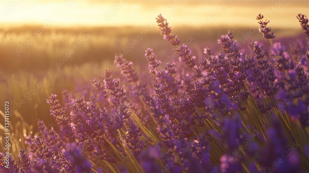 Sunset Over a Field of Blooming Flowers Natures Serenity Captured in Warm Golden Light Sunset Over a Field of Blooming Flowers Natures Serenity Captured in Warm Golden Light
