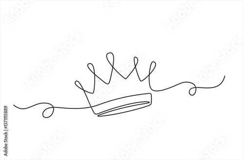 Royal Crown continuous line drawing. Simple king crown outline design concept. Vector illustration minimalist design hand drawn.
