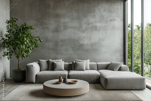 Modern Living Room With Cozy Furniture and Natural Decor in a Contemporary Space