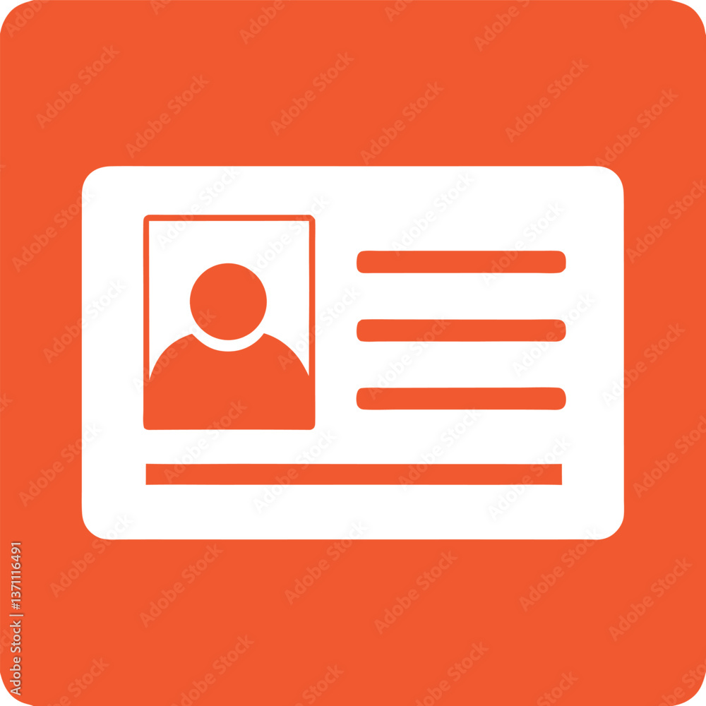 Simple and clean illustration of an ID card with photo and personal information, symbolizing identification, security, and official documents for various digital and graphic design projects. Simple and clean illustration of an ID card with photo and personal information, symbolizing identification, security, and official documents for various digital and graphic design projects.