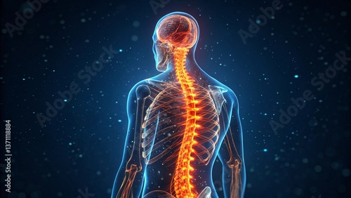 Futuristic Digital Visualization of the Human Spine and Nervous System