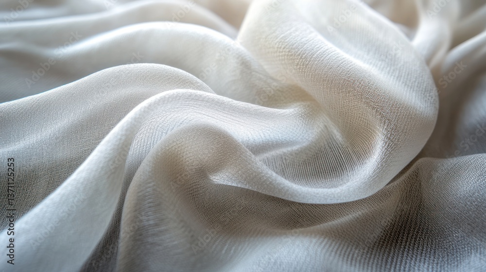 Soft, draped, light cream fabric, indoor studio shot Soft, draped, light cream fabric, indoor studio shot