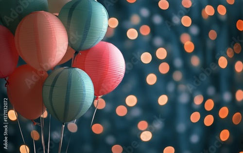 Colorful Lanterns Create a Festive Atmosphere at a Celebration With Shimmerin...