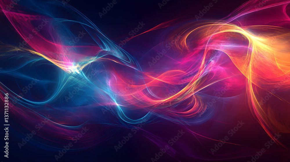 Fototapeta premium Futuristic abstract background with flowing neon waves