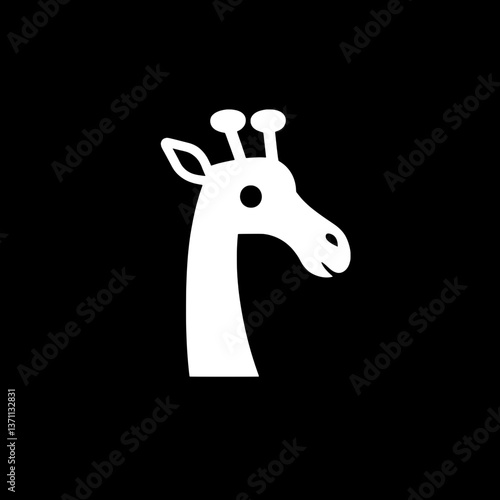 Unique negative space logo featuring a minimalist giraffe design in black and white for modern branding identity photo