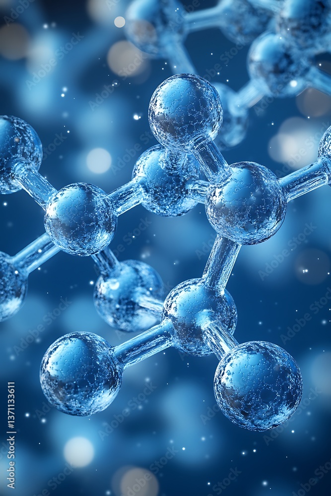 Detailed depiction of a molecular structure in blue color