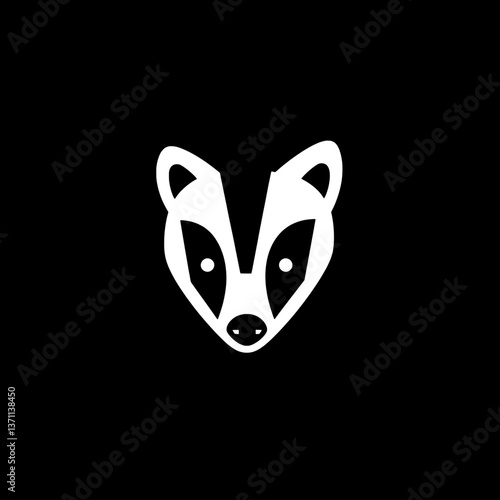 Creative black and white negative space logo showcasing a stylized badger's face in a minimalist design