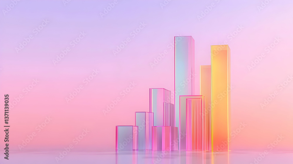 Abstract Cityscape With Colorful Glass Buildings At Sunset Abstract Cityscape With Colorful Glass Buildings At Sunset