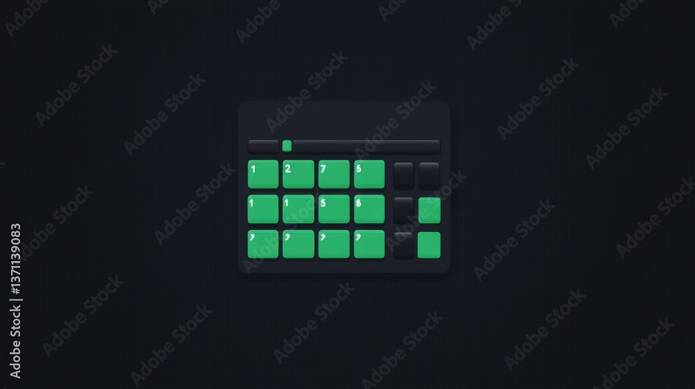 Modern Calculator Interface with Green Buttons on Dark Background for Digital Design and User E Modern Calculator Interface with Green Buttons on Dark Background for Digital Design and User E
