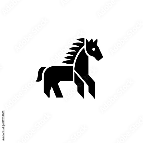 Minimalist black and white horse logo design showcasing modern branding identity and intuitive use of negative space