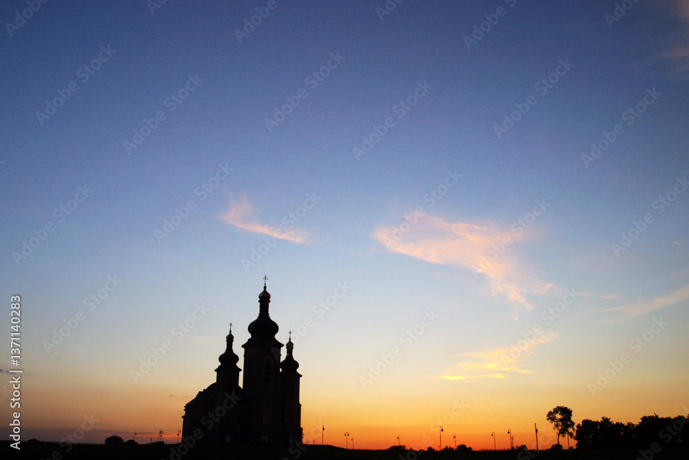 Fototapeta premium Cathedral of the Transfiguration church in sunset