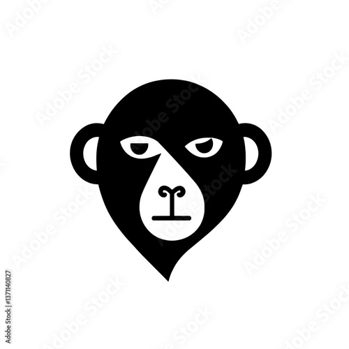 Stylish minimalist logo featuring a monkey face design utilizing negative space for modern branding identity