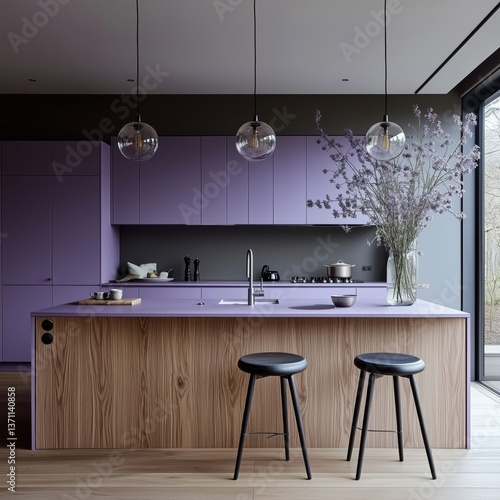 modern kitchen in lavender decor --v 6.1 Job ID: e6fd9044-45c4-495a-abda-9998e3e9bd2f