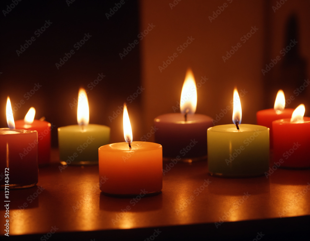 Candanlyaber with burning candles on the table. Candanlyaber with burning candles on the table.