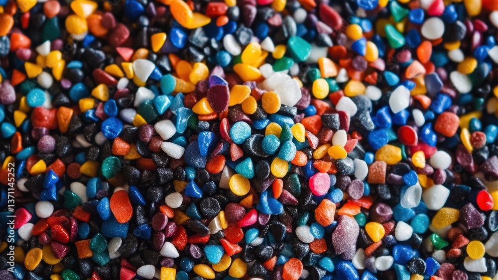 Multicolored Plastic Granules Used in Manufacturing Processes Multicolored Plastic Granules Used in Manufacturing Processes
