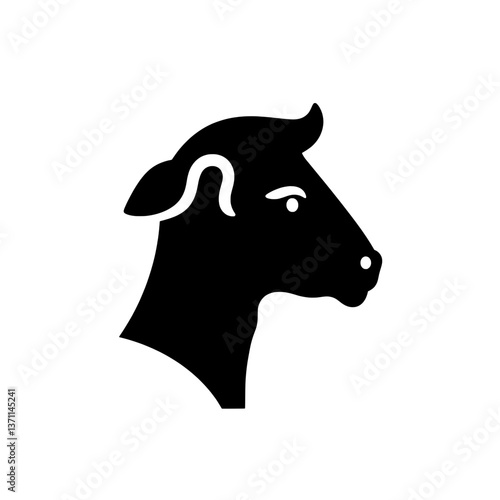 Modern minimalist black and white logo featuring a cow head design used for branding identity and sign creation