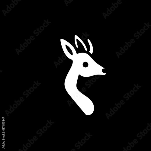 Minimalist negative space logo featuring a deer for modern branding identity in monochrome colors