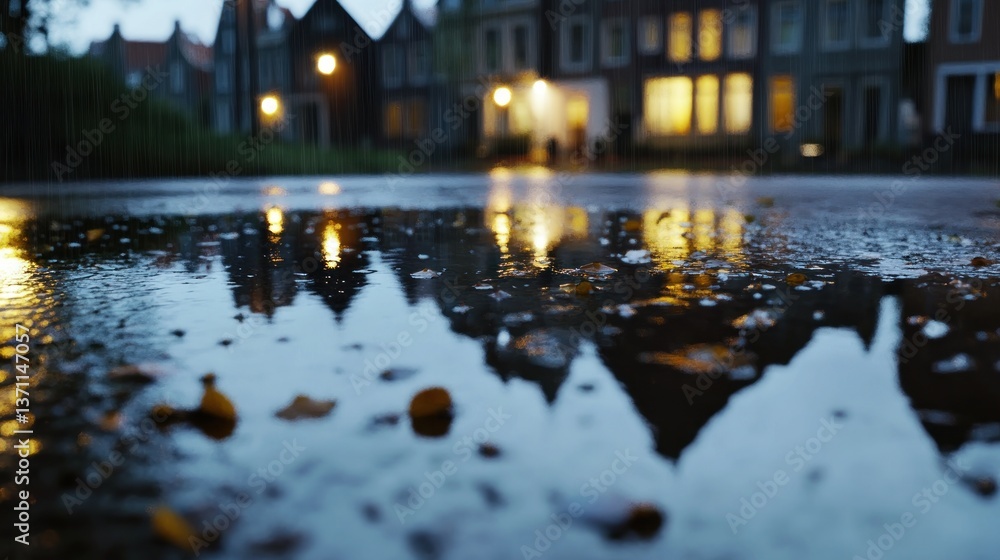 Rainy Night Reflections A Serene Scene of Wet Streets Illuminated Lights and Cozy Atmosphere Rainy Night Reflections A Serene Scene of Wet Streets Illuminated Lights and Cozy Atmosphere