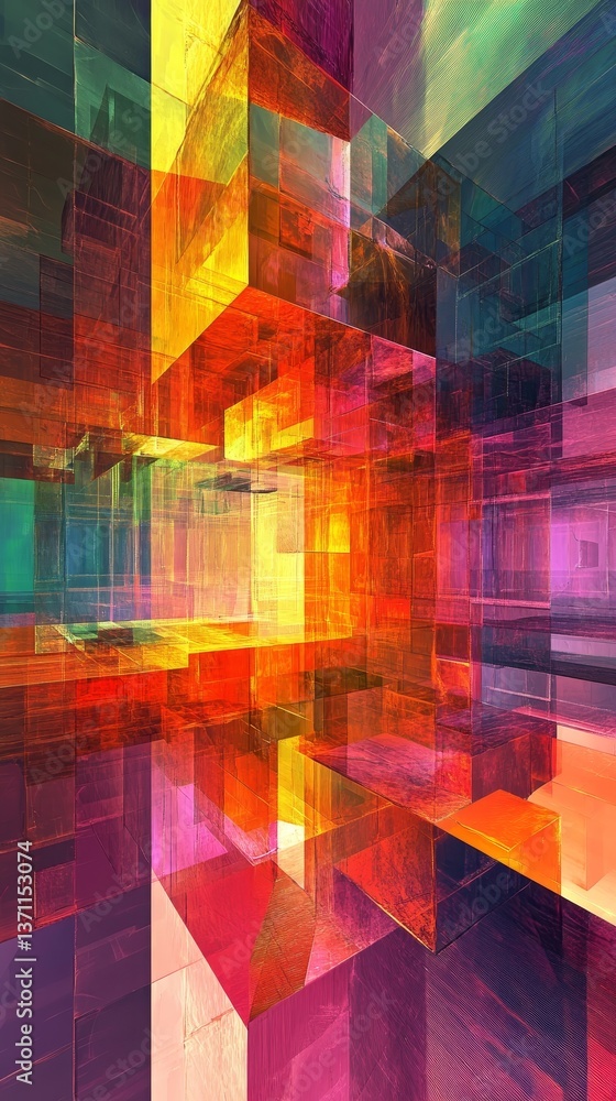 Obraz premium Abstract colorful geometric shapes transparent and luminous.