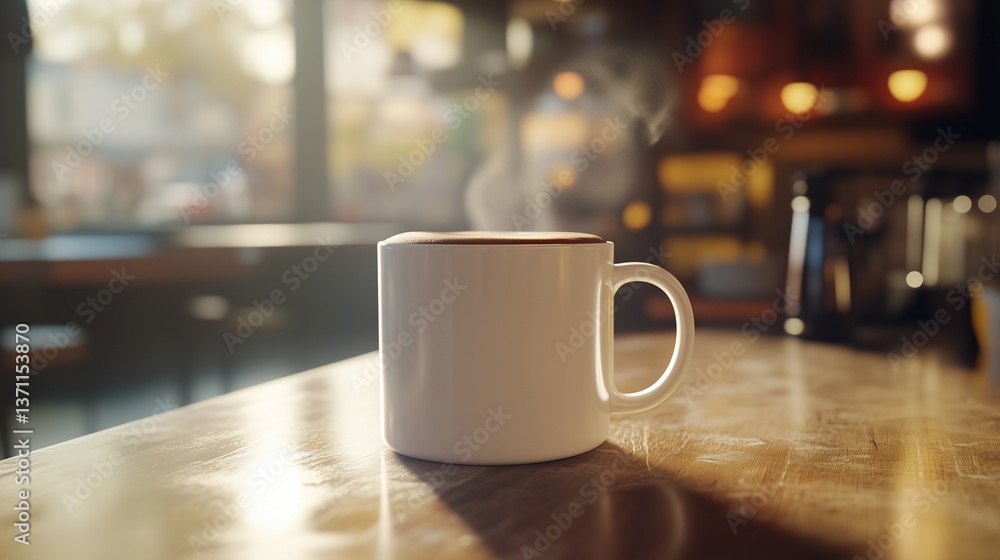 Coffee mug on wooden table. Cappuccino latte with espresso and a steaming coffee. Cafeteria with a cup of coffee and energy for breakfast. A coffee cup placed on a lifestyle wooden surface. Coffee mug on wooden table. Cappuccino latte with espresso and a steaming coffee. Cafeteria with a cup of coffee and energy for breakfast. A coffee cup placed on a lifestyle wooden surface.