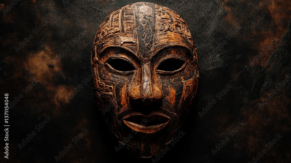 Ancient tribal mask with intricate carvings. Ancient tribal mask with intricate carvings.
