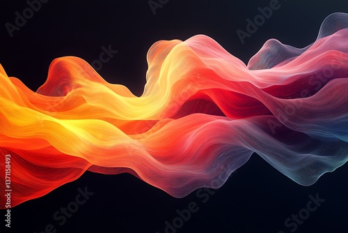An abstract wave pattern with gradients flowing from light to dark, creating a sense of depth and movement in a fluid design