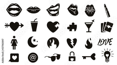 silhouettes for feminine stencil charming, romantic and sexy symbols