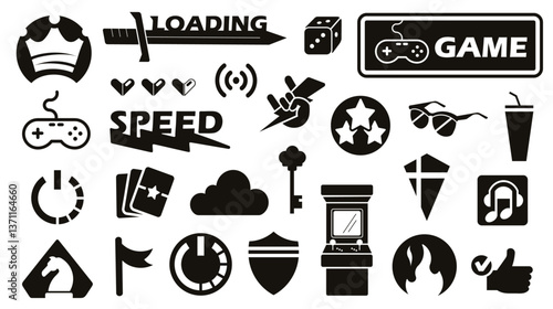 geek symbols electronic games and boards silhouettes brands and stencils
