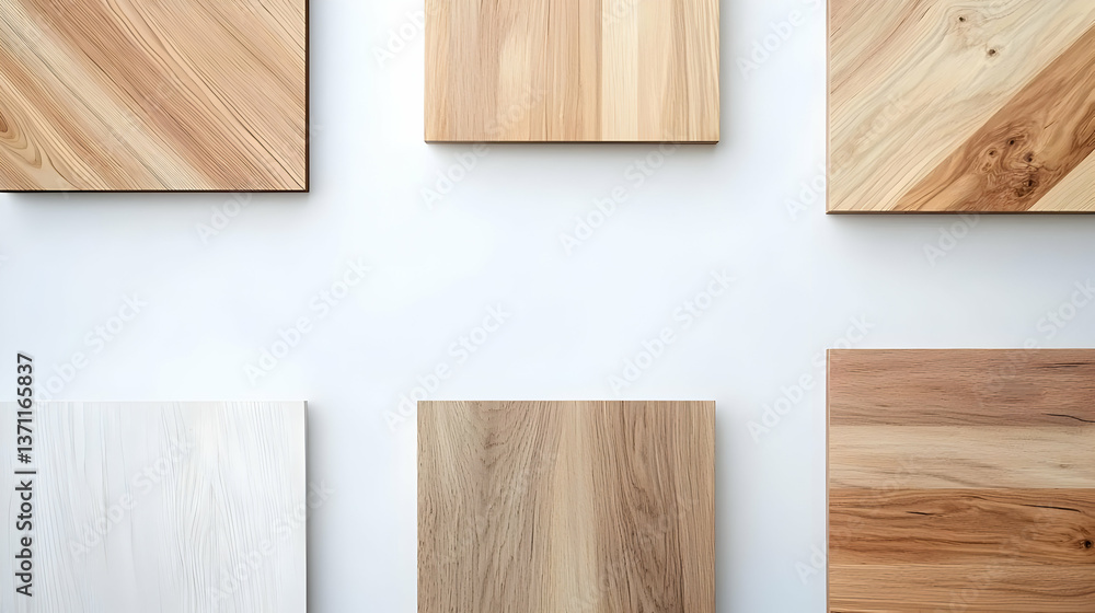 Naklejka premium Wood Samples Displayed On White Background