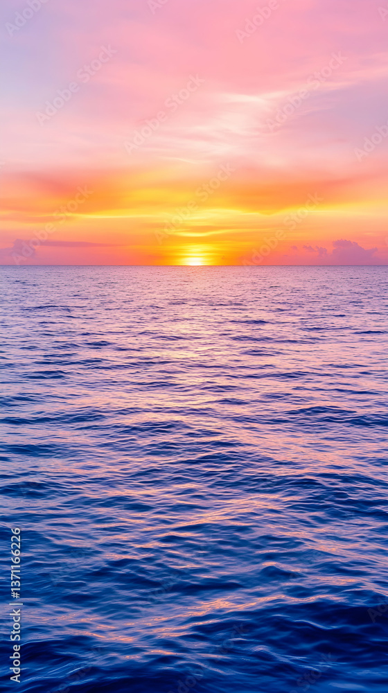 Fototapeta premium Vibrant sunset over calm ocean waters