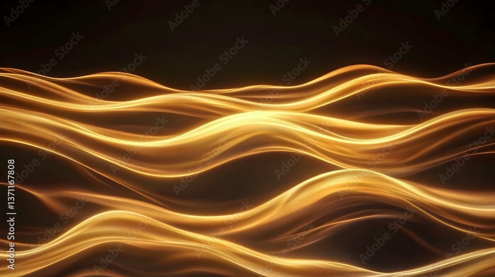 Obraz premium Abstract golden waves on dark background. Perfect for luxury, technology, and elegant designs.