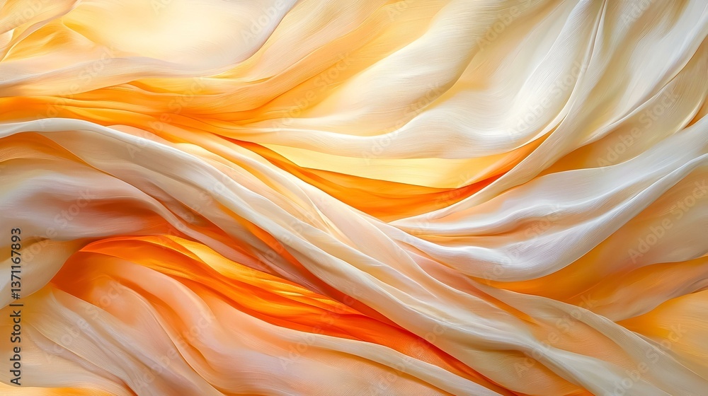 Obraz premium Abstract image of flowing orange and beige fabric. Perfect for backgrounds, textures, and design projects.