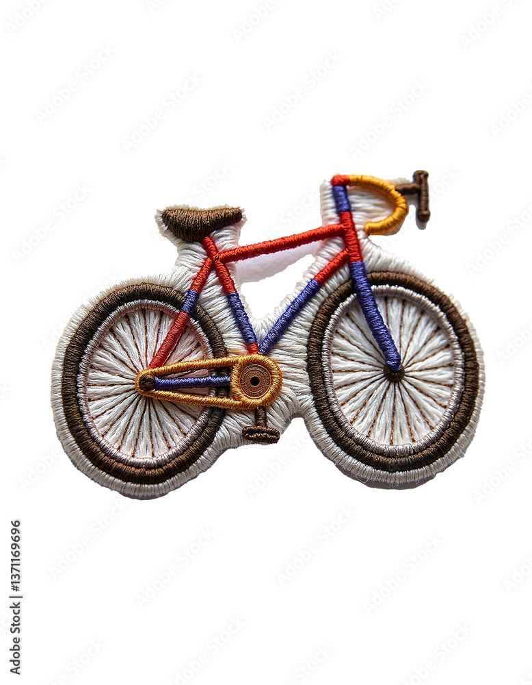 Fototapeta premium Elegant Ride: Stitched Bicycle in Vivid Colors