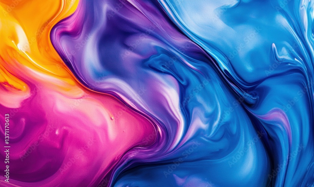 Fototapeta premium A vividly colorful abstract swirls together, creating a dynamic and modern fluid art painting.