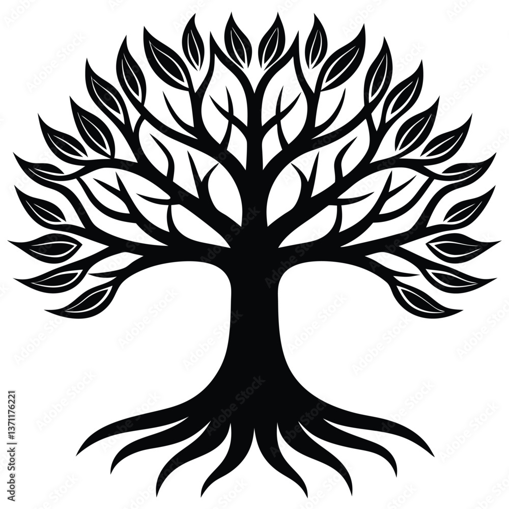 Obraz premium Tree of live icon on white background Adobe Illustrator Artwork