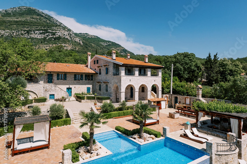 Ancient stone villa with pool at Talici Hill Hotel. Sutomore, Montenegro