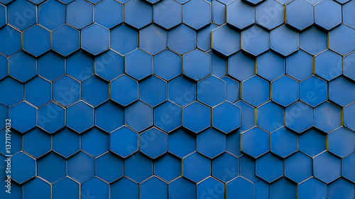 Wallpaper Mural Blue Hexagon Wall Pattern Design Torontodigital.ca