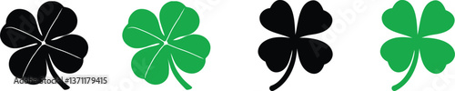 Four-leaf clover, Good luck four leaf vector, Clover silhouette vector