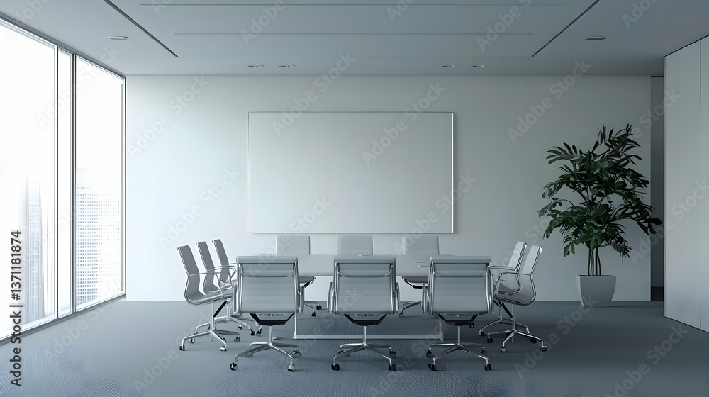 Empty Modern Conference Room With City View Empty Modern Conference Room With City View